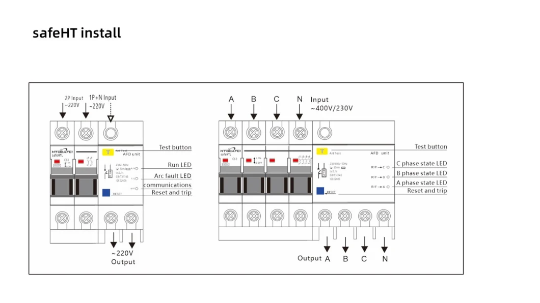 Afdd on Ring Circuits 3phase 4pole 6ka Breaking Capacity 63A Afdd (afci) Arc Fault Detection Devices (AFDD)