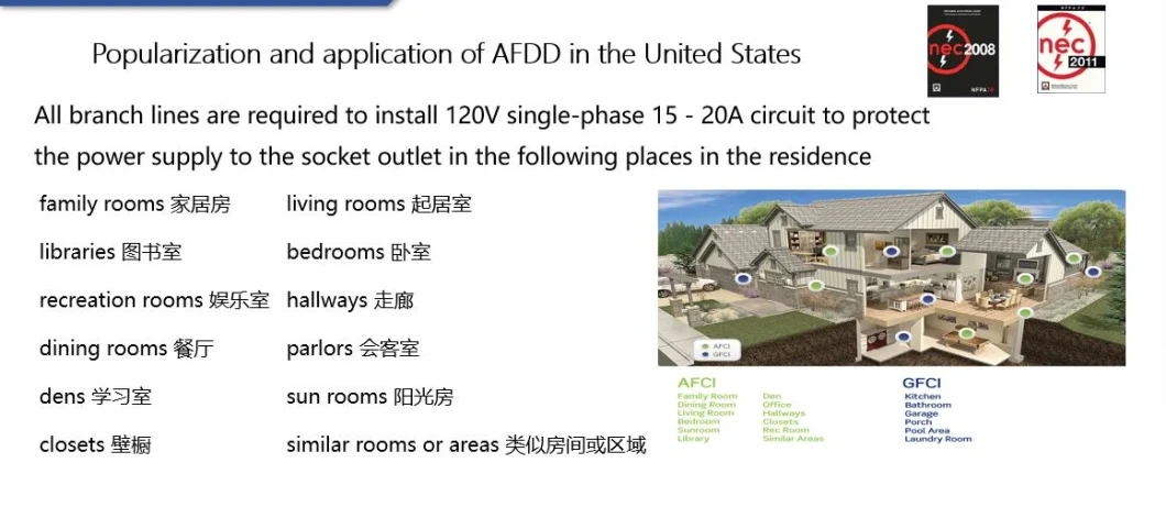 Afdd on Ring Circuits 3phase 4pole 6ka Breaking Capacity 63A Afdd (afci) Arc Fault Detection Devices (AFDD)