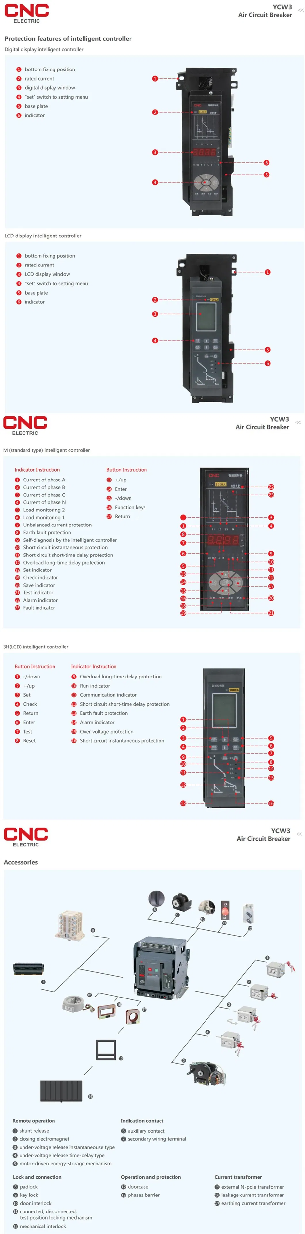 China Factory 3p 400V 800A 3200A Acb Air Circuit Breaker