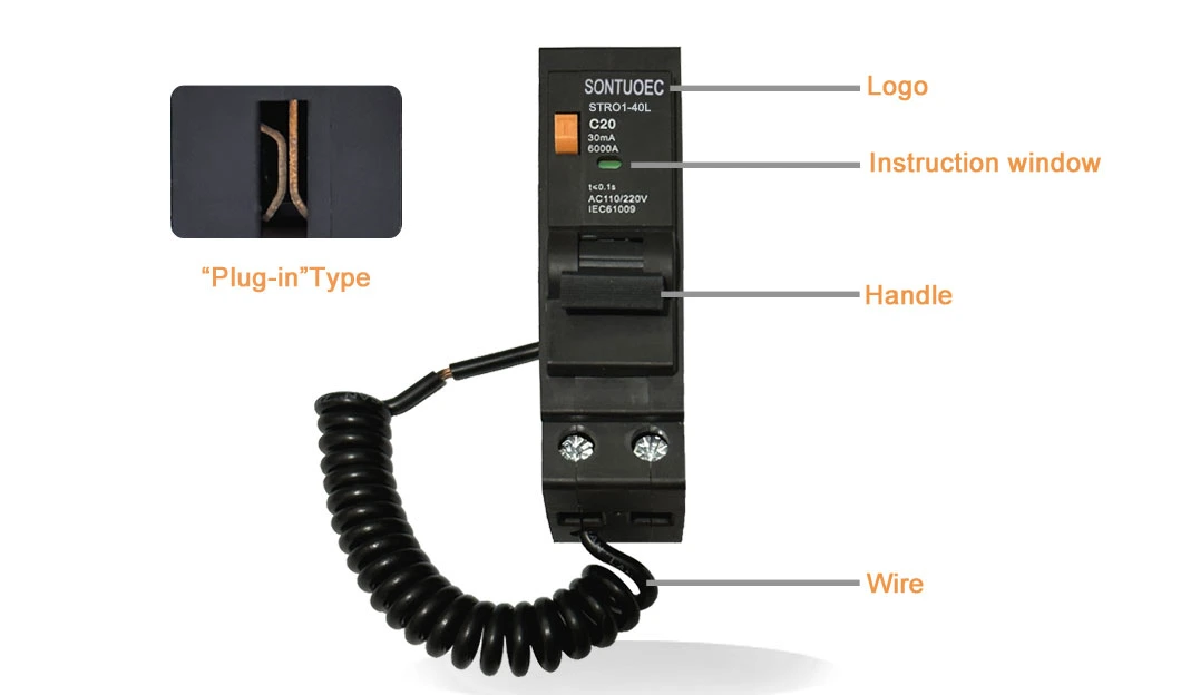 Sontuoec Brand Plug in &amp; DIN Rail Type Circuit Breaker RCBO 1p+N