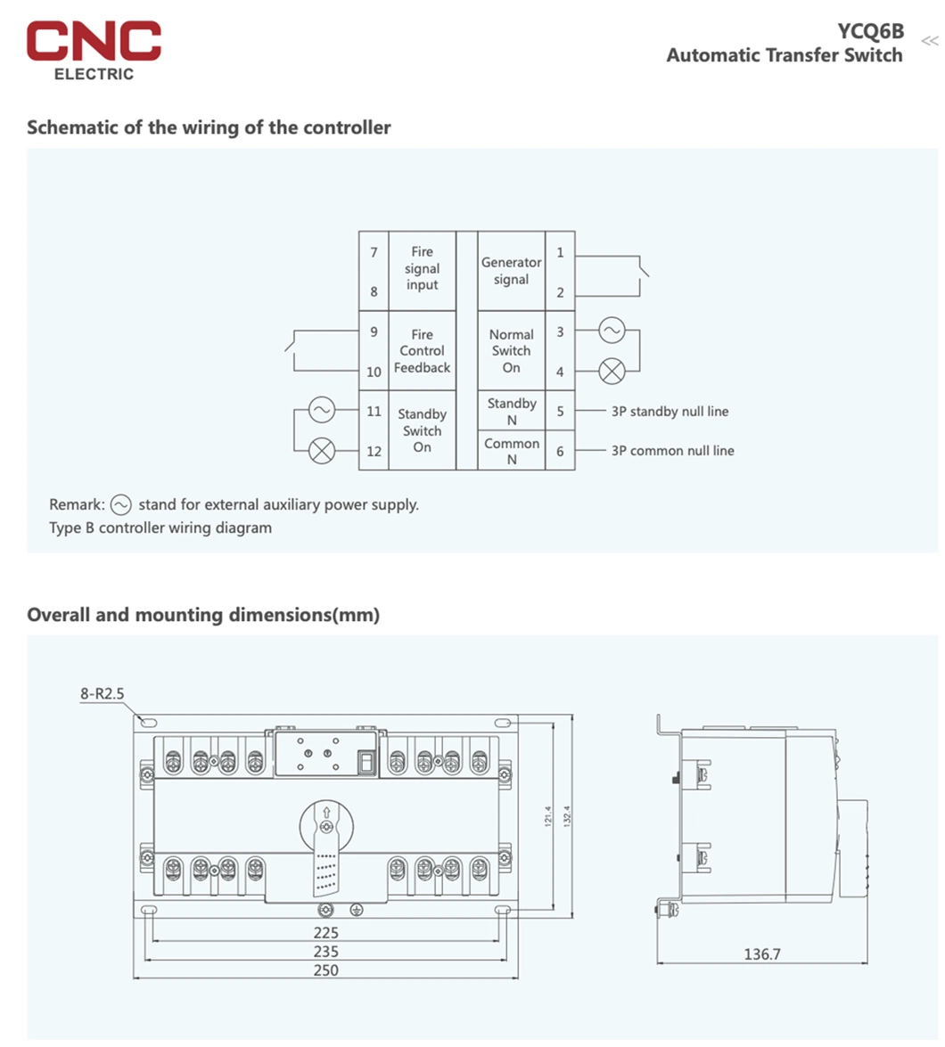 High Quality AC 400V Molded Case Circuit Breaker Automatic Changeover Switchauto Switch with CE