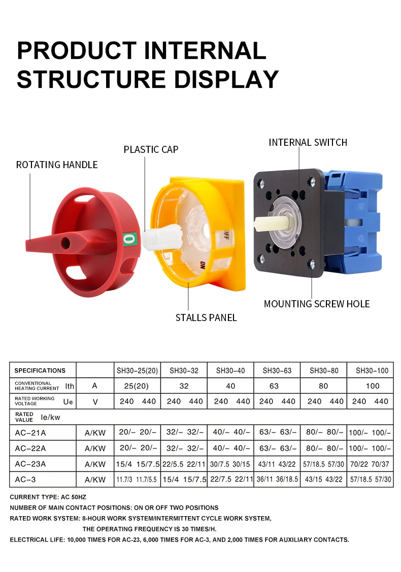 3/4p 690V on-off Isolator Switch with Pad Lock Rotary Cam Disconnect Switch High Voltage Control Voltage