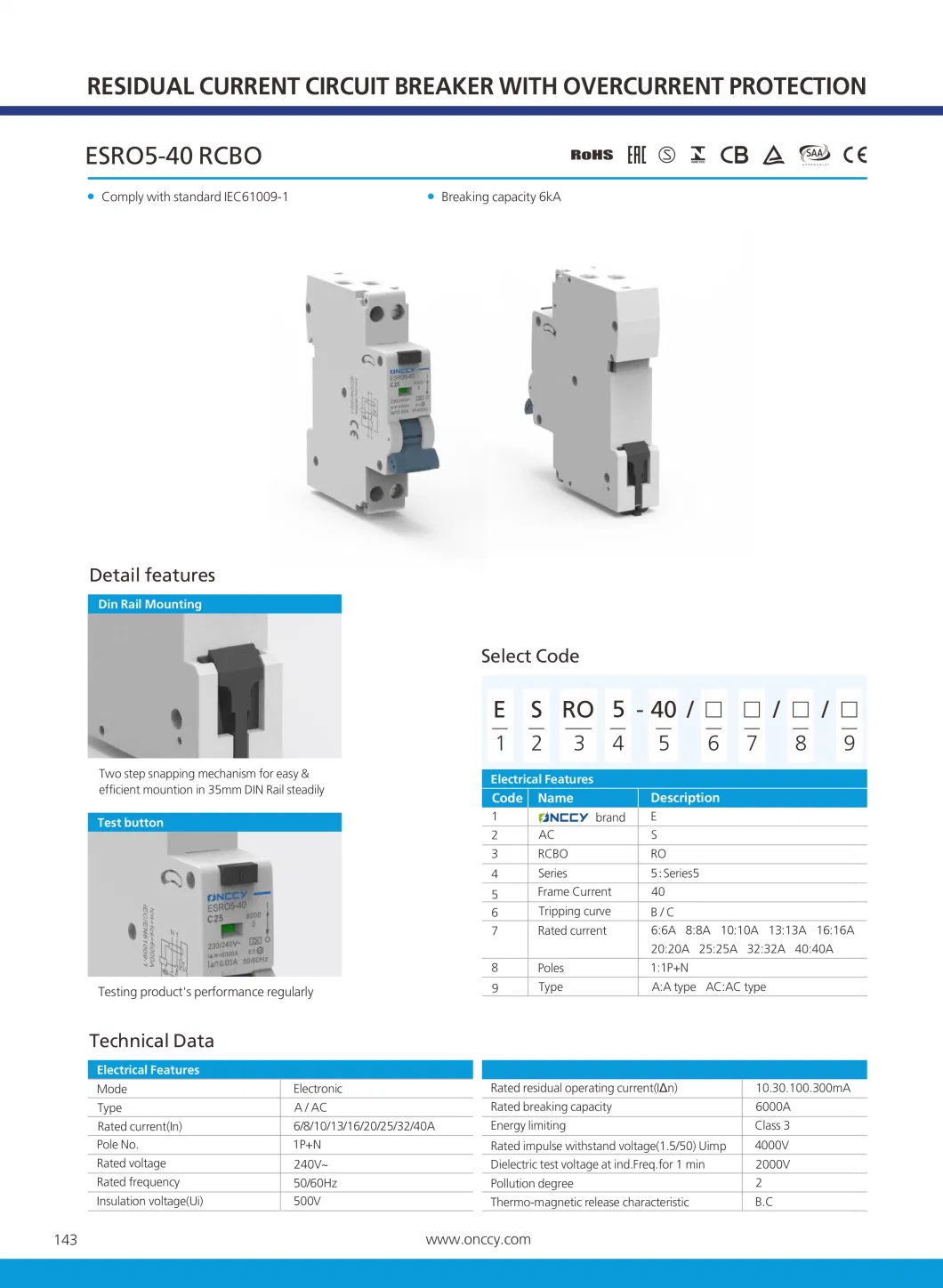 Factory Price High Quality AC 240V MCB 2p 30mA 100mA 300mA 6ka 10ka Power Circuit Breaker RCBO