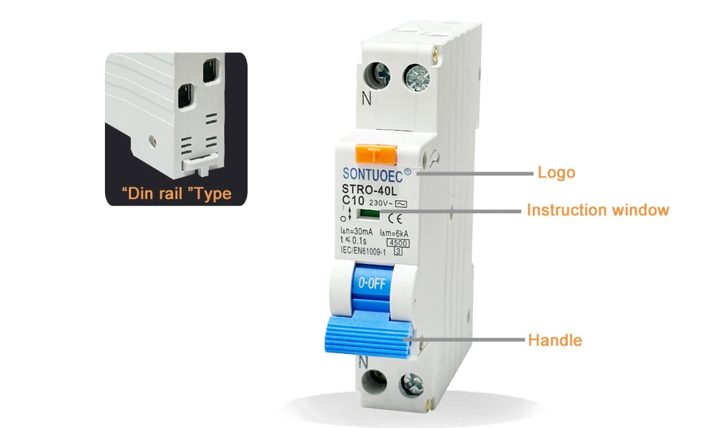 Sontuoec Brand Plug in &amp; DIN Rail Type Circuit Breaker RCBO 1p+N