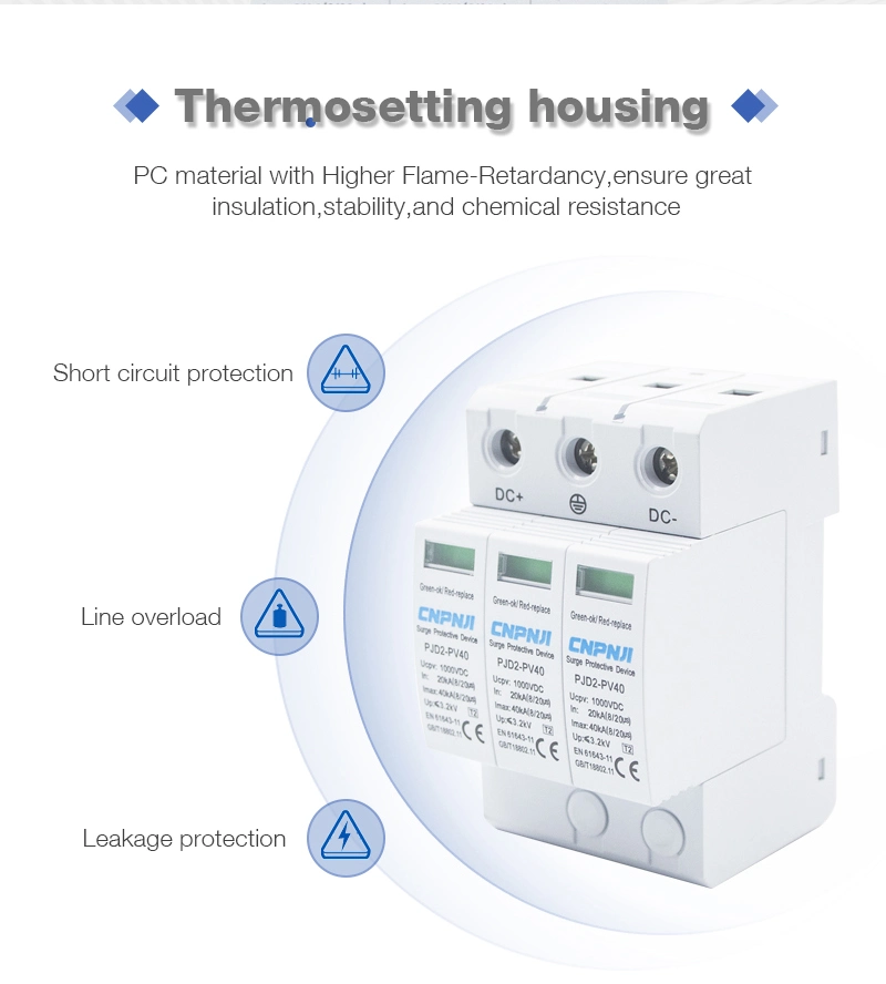 40ka Surge Protection Device 2p 3p AC SPD for Lightning Arrester