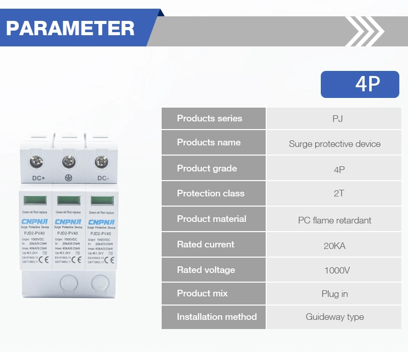 40ka Surge Protection Device 2p 3p AC SPD for Lightning Arrester