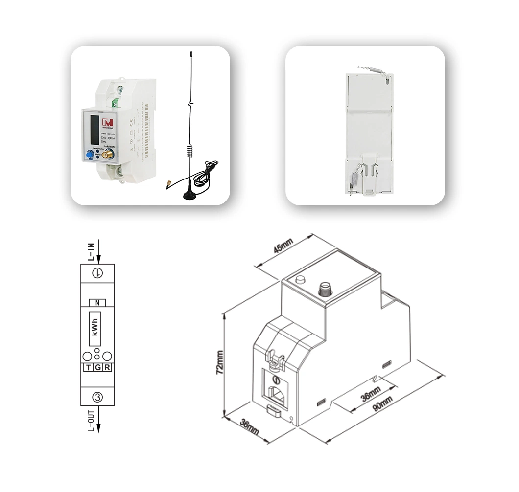 Single Phase Lora Energy Meter Smart Power Meter Lorawan Voltage Meters LCD Digital Display Voltmeter