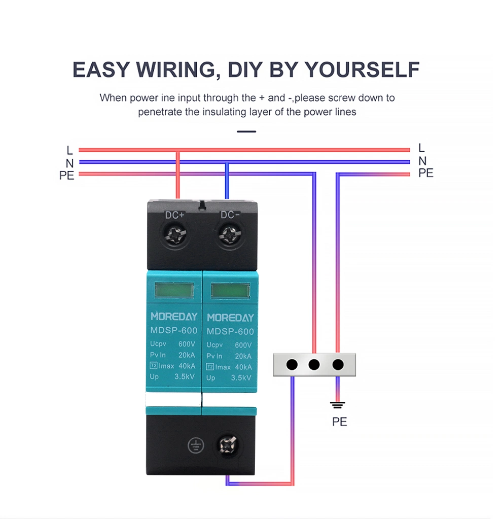 20ka-40ka 2p Household Surge Protector Power Surge Protection Device 60ka 100ka T2 SPD