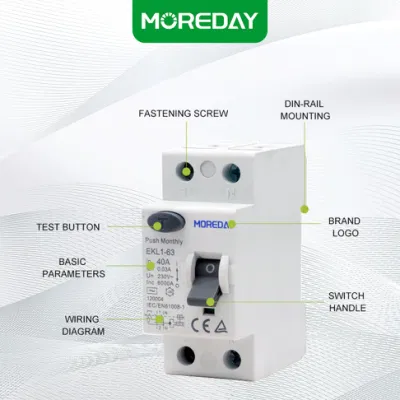  Circuito personalizzato di alta qualità 3p 40A 63 a CA tipo B. Interruttore Dz47le-63 tipo B RCCB RCD 30 ma circuito di corrente residua Demolitore
