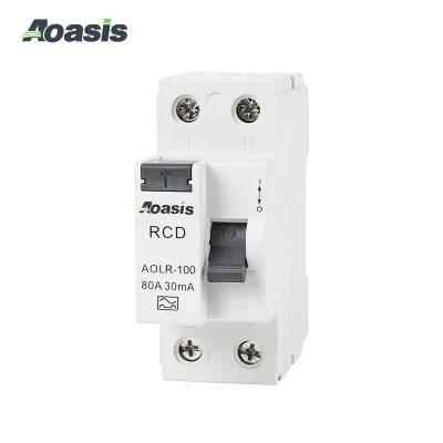  Vendita a caldo AOASIS Aolr-100 2poli 1p+N RCD AC 230V 6ka Dispositivo di corrente residua elettromagnetica