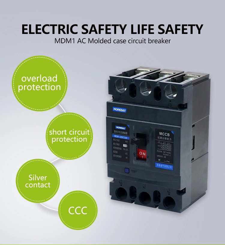 Safe MCCB 4p 125A-315A Motor Protection Low Voltage Electric AC DC Molded Case Circuit Breaker