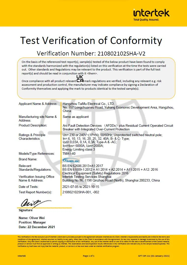 RCD TML1-100 100A 10kA Type Ac 2P Certification Manufacturer Whole sell