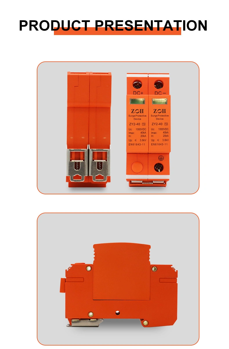 Zoii Manufacture DC Solar SPD 600V 1000V 20-40ka Surge Protection Device