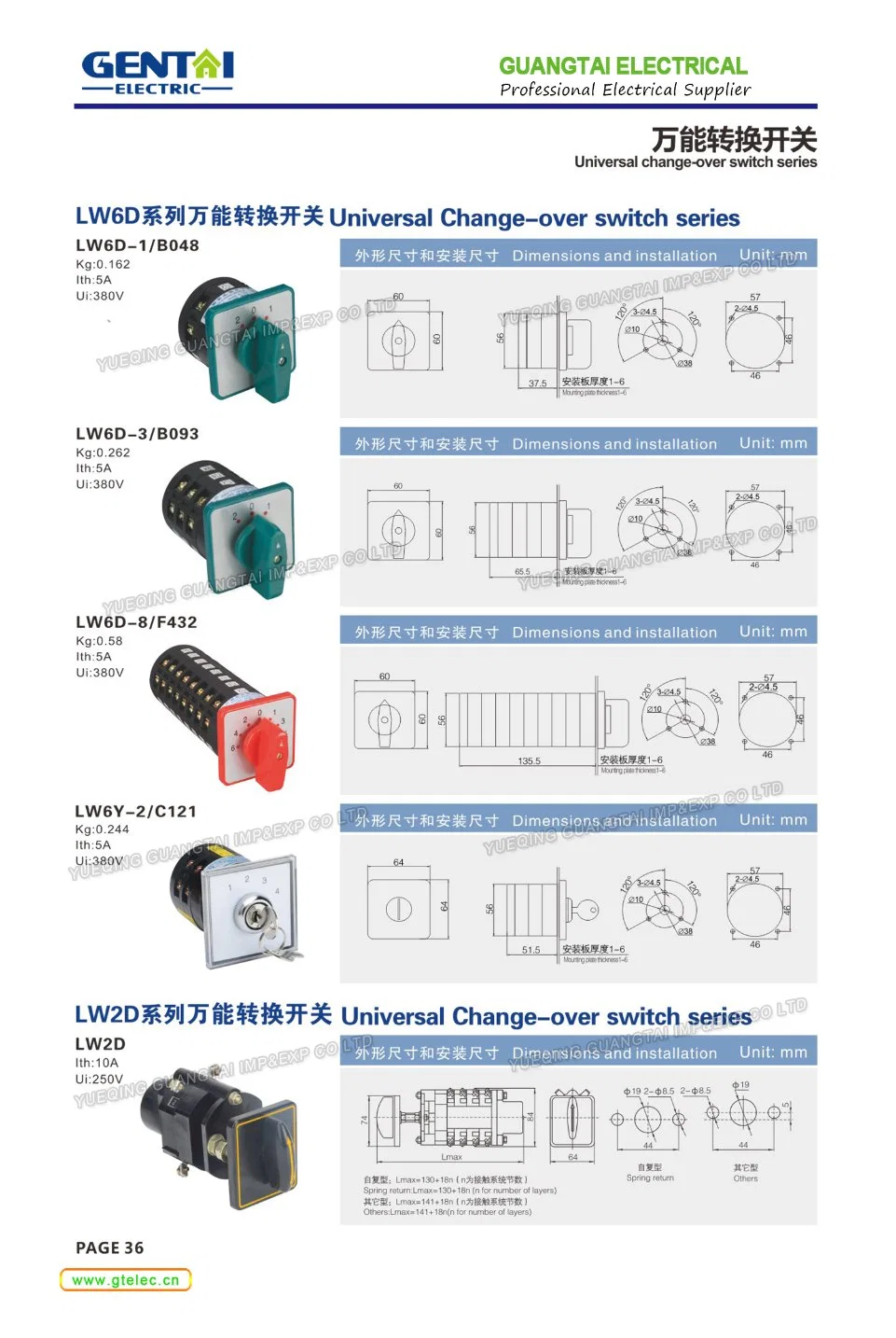 Electrical Changeover Cam Rotary Selector Operation Main Switch