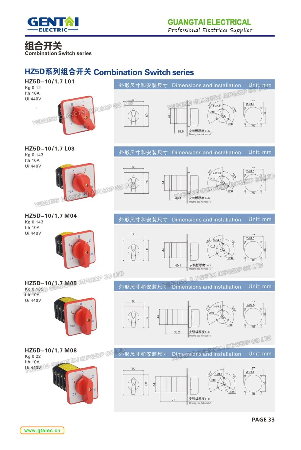 Electrical Changeover Cam Rotary Selector Operation Main Switch