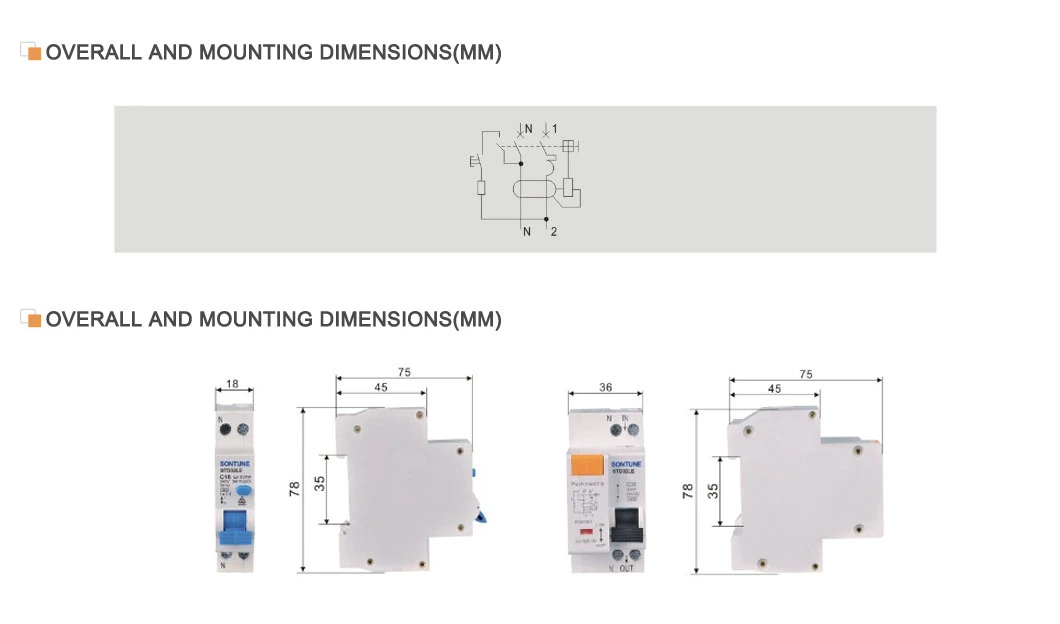 Circuit Breaker 1p+N 40A/30mA IEC61009 Standard Electronic Type RCBO