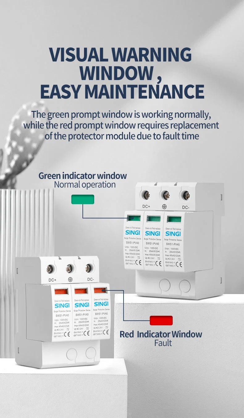 Surge Protection Devices DC PV Solar System Arrester Protector SPD