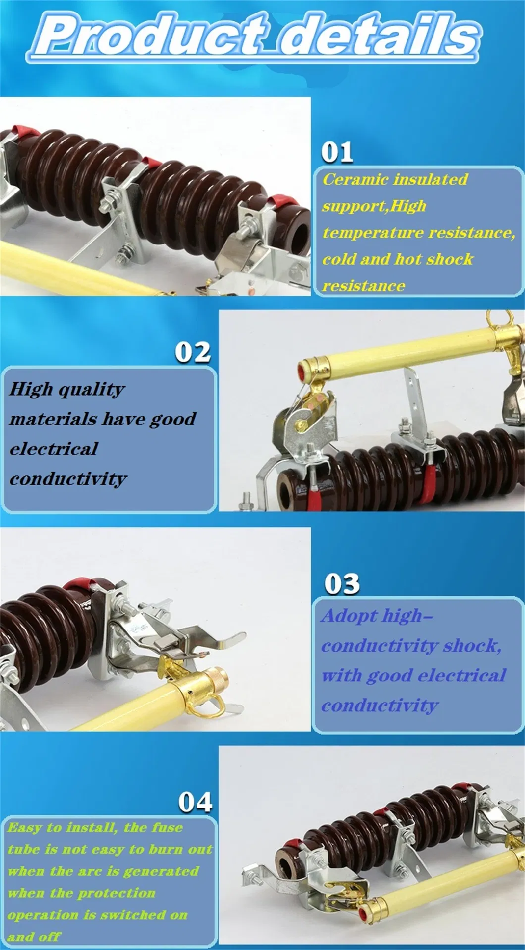 RW11-10f 12/24kv Outdoor AC High Voltage Protection Switch Drop Fuse with Arc Extinguishing Cover