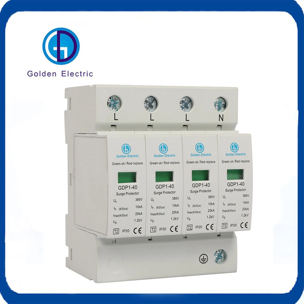 3p DC 1000V 20-40ka SPD House Power Surge Protector Protective Arrester Device DIN Rail Lightning Protection