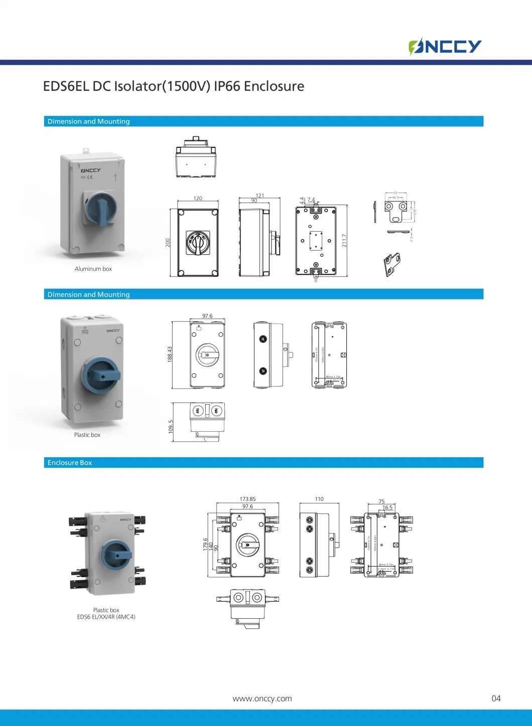 Electrical Solar PV Main Isolating Power System Single or Double String DC Solar Isolation Switch