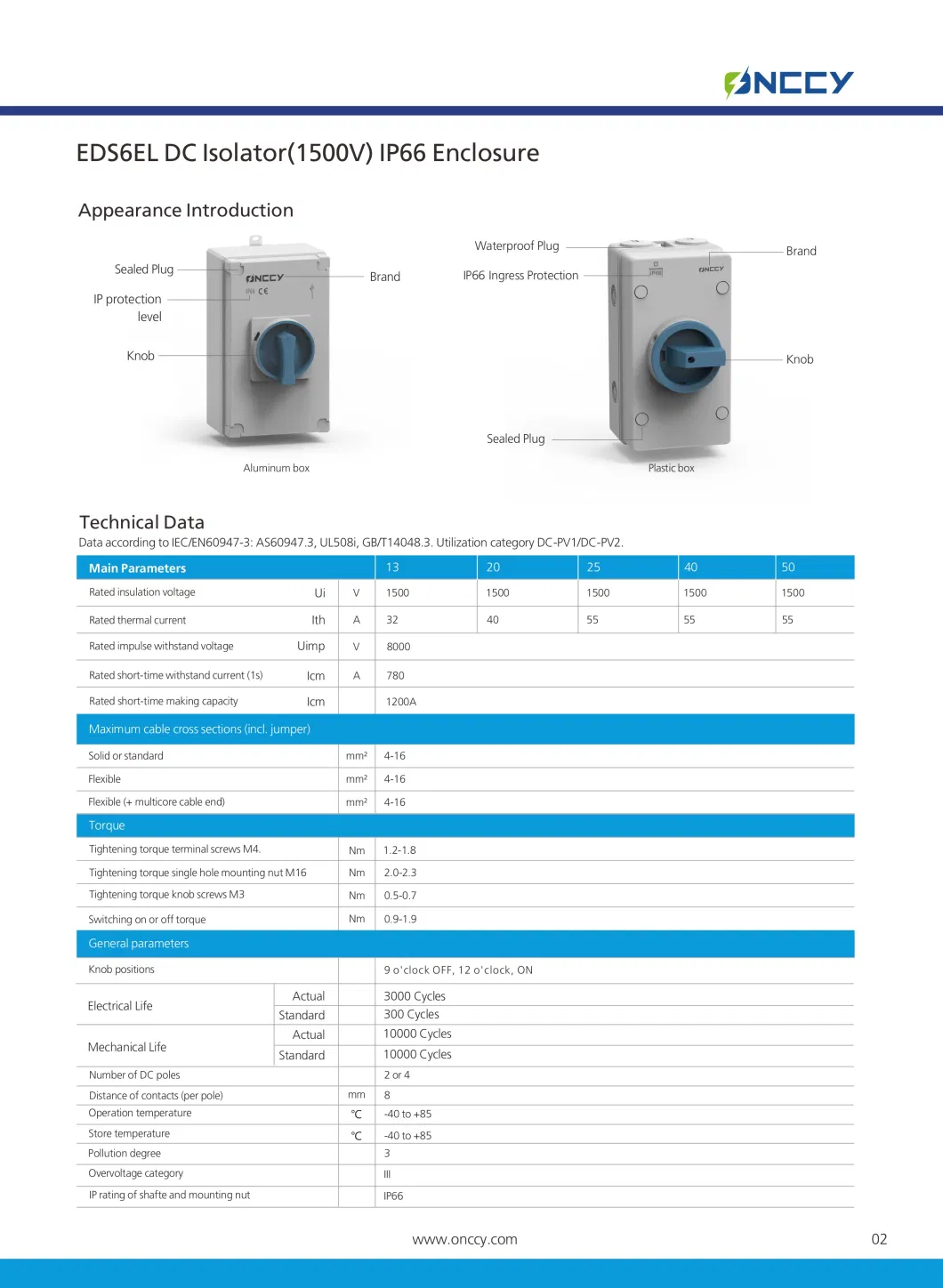 Electrical Solar PV Main Isolating Power System Single or Double String DC Solar Isolation Switch