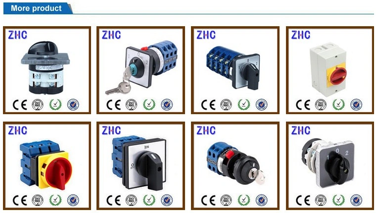 European 20A 25A 30A 40A 50A 63A 1p 2p 3p 4p 7p 10p Postion 1-0-2 Electrical Changeover Rotary Cam Switch