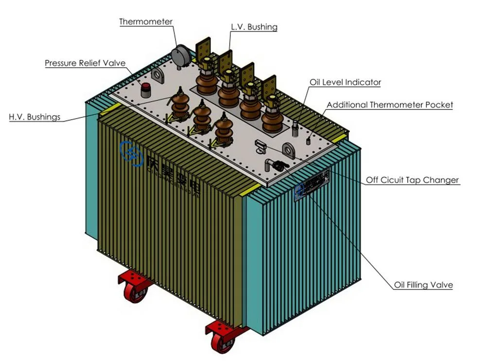 30~2500kVA 20kv/0.4kv 125kVA Three Phase High Voltage Low Frequency Amorphous Alloy Oil Immersed Distribution Transformer