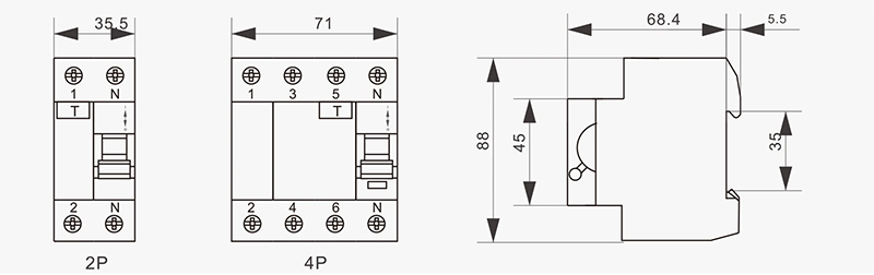 Hot Sales Aoasis Aolr-100 2pole 1p+N RCD AC 230V 6ka Electromagnetic Residual Current Device