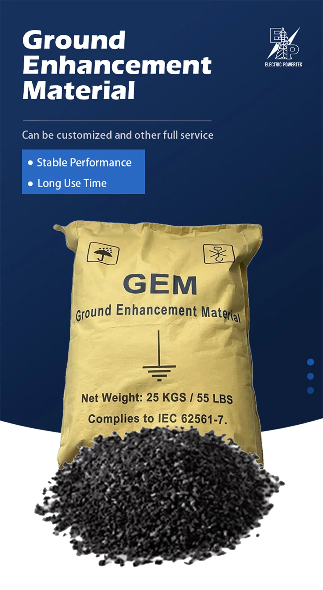 High Effective Bentonite Ground Enhancement Material 25kg for Earthing System Resistance-Reducing Agent