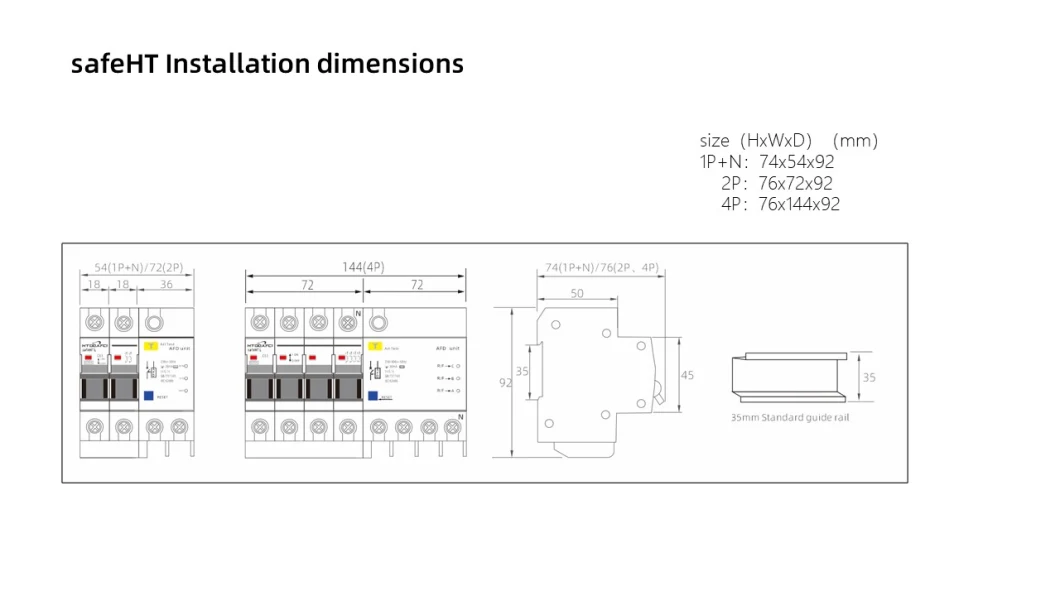 Single Phase2pole 6ka Breaking Capacity 63A Afdd (afci) Arc Fault Detection Devices (AFDD) RCBO Combined