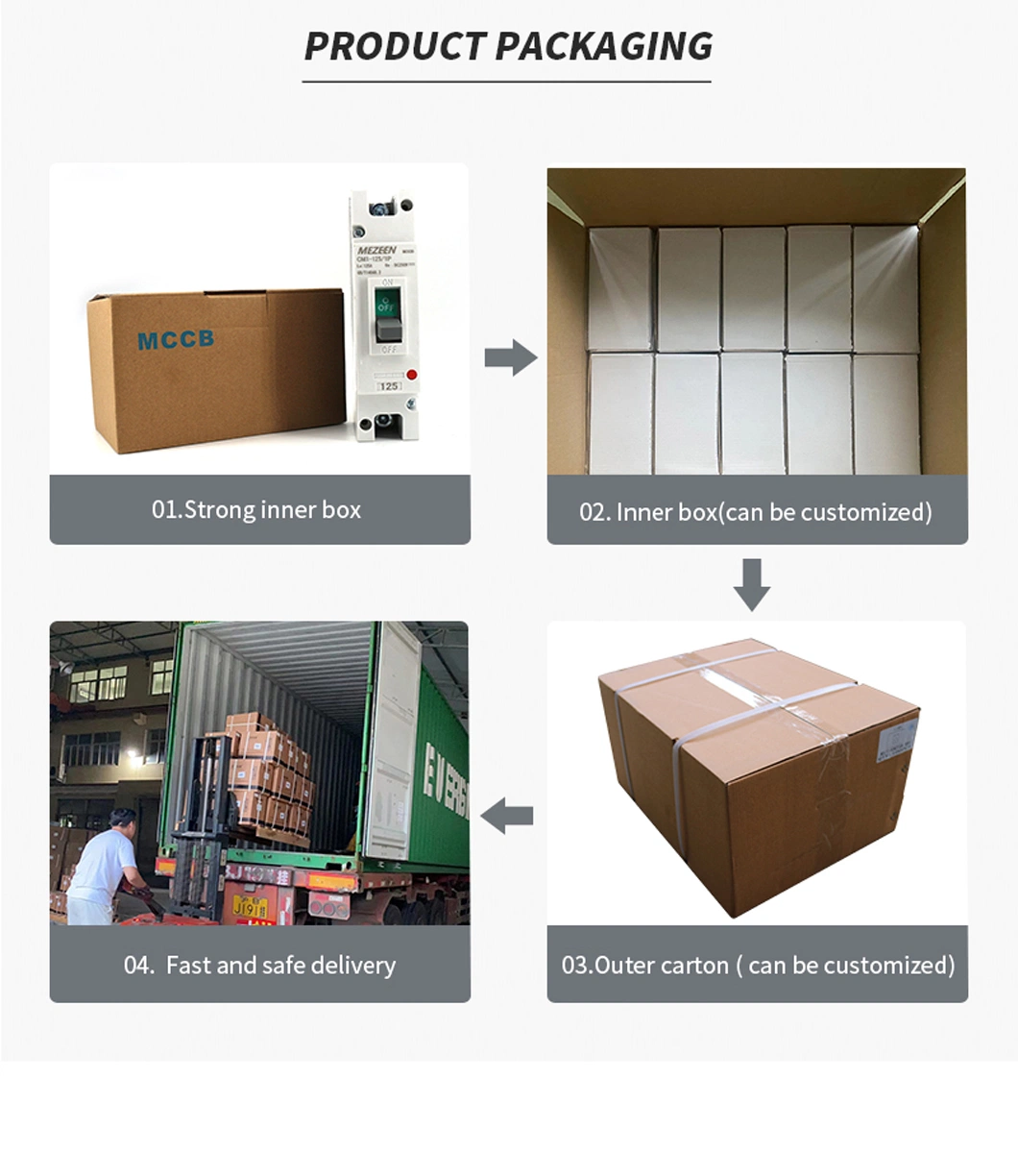 Mezeen Cm1-125L MCCB Molded Case Circuit Breaker 1p 2p 3p 4p 125A Electric Circuit Breaker