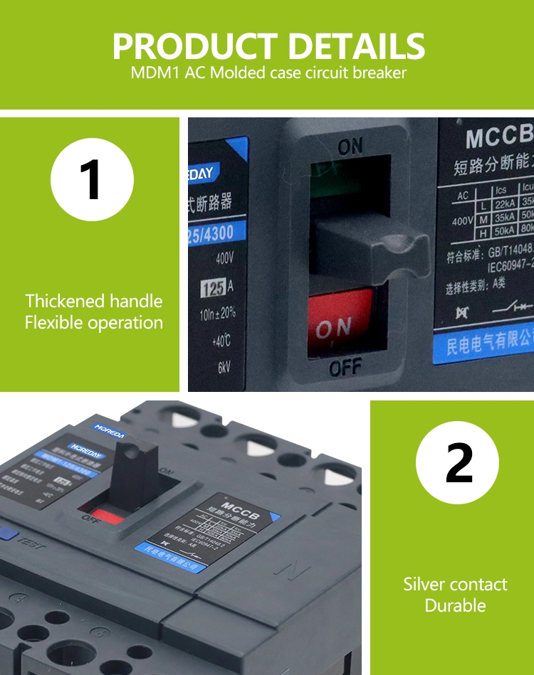 MCCB AC 400V Moulded Case Circuit Breaker 3 Phase Power Protection Magnetic 100/250/300/350/400/630AMP