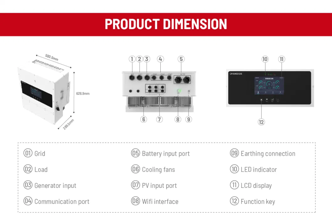 Chisage Arc Fault Detection Function Three Phase 6kw on and off Hybrid Inverter