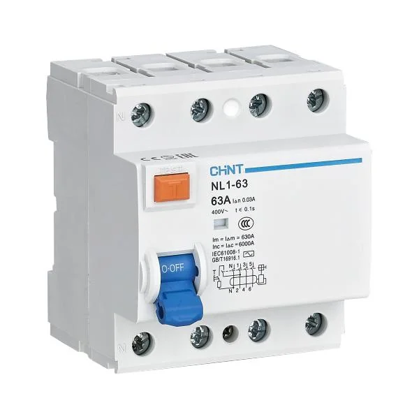 Chint Original Nl1-63 RCCB Differential Switches 2p 4p 25A 40A 63A 30mA 100mA Magnetic RCD ELCB 2 Pole 4 Pole Chnt Residual Current Operated Circuit Breaker