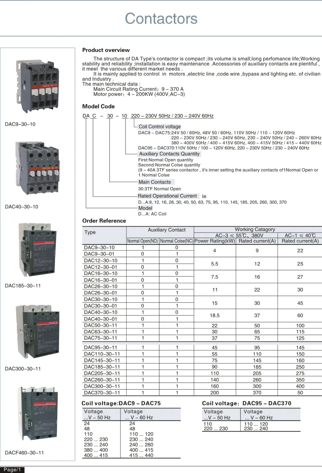 High Quality 250kw 9A-460A 400A Magnetic Capacitor Abbn DC Contactor