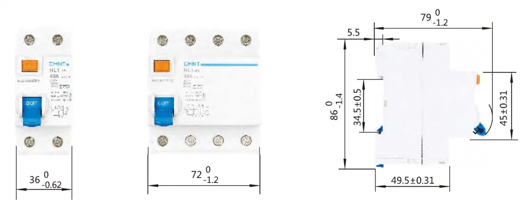 Chint Nl1-63 a Type RCCB 1p+N 3p+N 25A 40A 63A 30mA 100mA 300mA 6ka 10ka English Version Chnt CE and Ukca Type a RCD