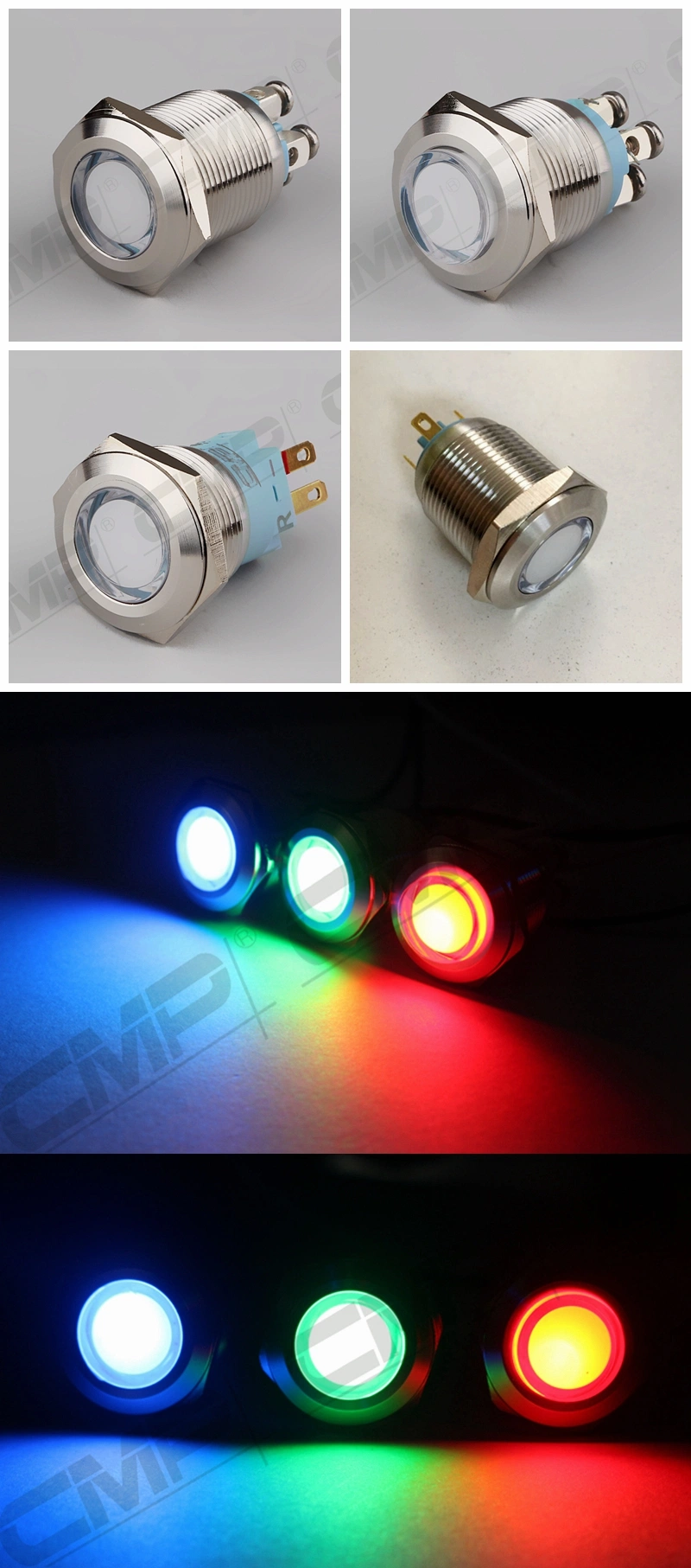 19mm Panel Mounting Screw Terminal Tri Color RGY RGB Indicator Light