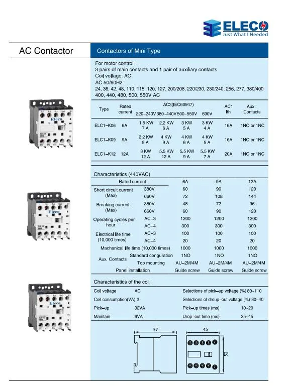 Hot Sale Contactors of Mini Type with CE Elc1-K Series