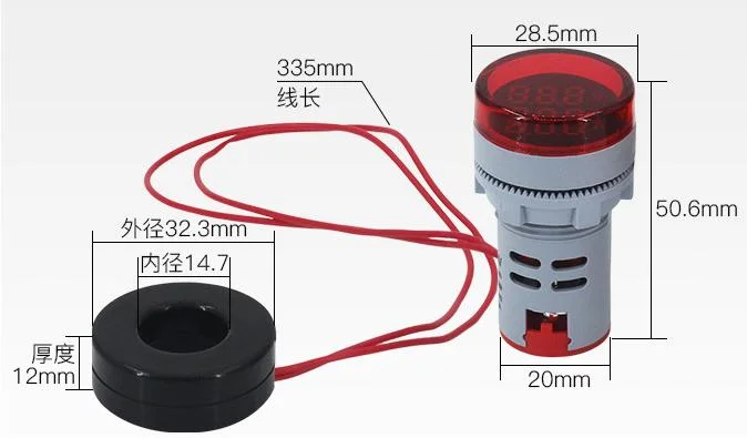 Mini Digital Voltmeter Ammeter Voltage Current Meter with CT AC60-500V 0-100A 20-75Hz