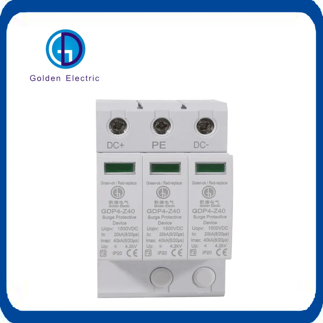 Solar House AC SPD 20ka- 40ka 2p 3p 4p Surge Protective Device for AC System Surge Protector SPD 275V 385V 420V T1+T2