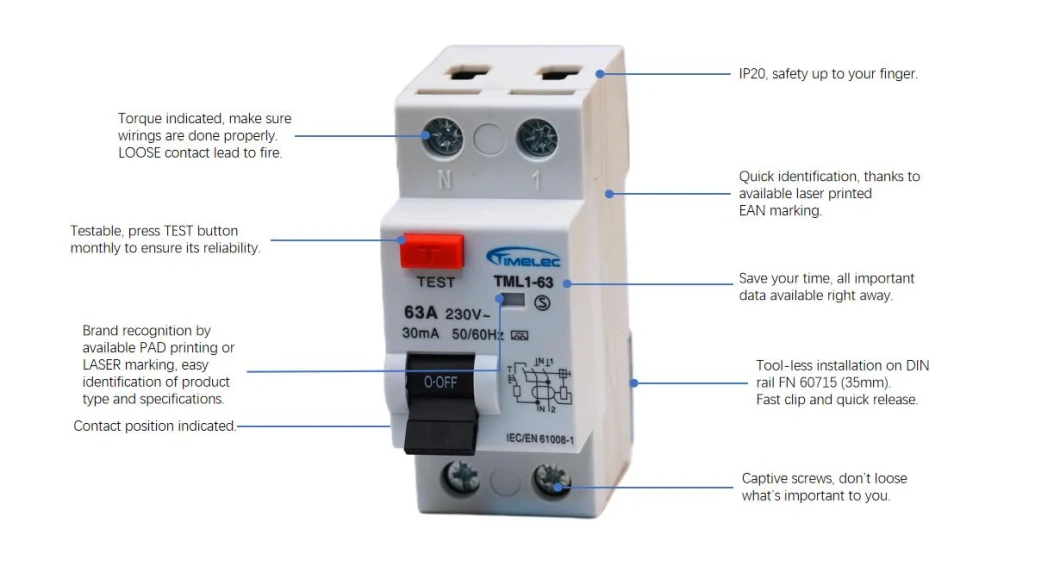 63A Type Ac 4P certification manufacturer whole sell RCD