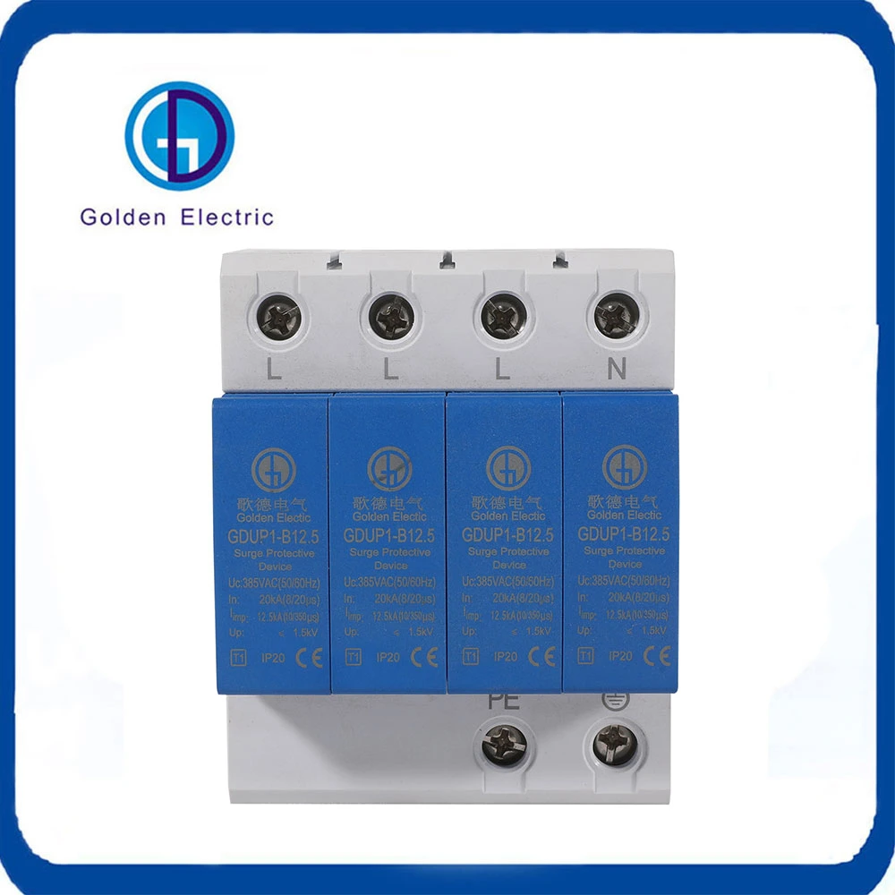 3p DC 1000V 20-40ka SPD House Power Surge Protector Protective Arrester Device DIN Rail Lightning Protection