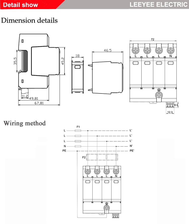 4p 20ka 275V AC T2 Surge Protector Device for Lightning Protection