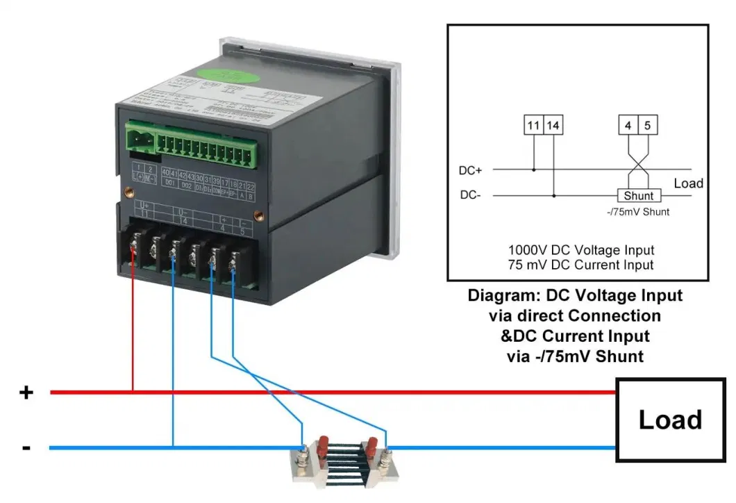 Acrel Measuring 0-1000V DC Voltage Energy Meter with RS485 Communication