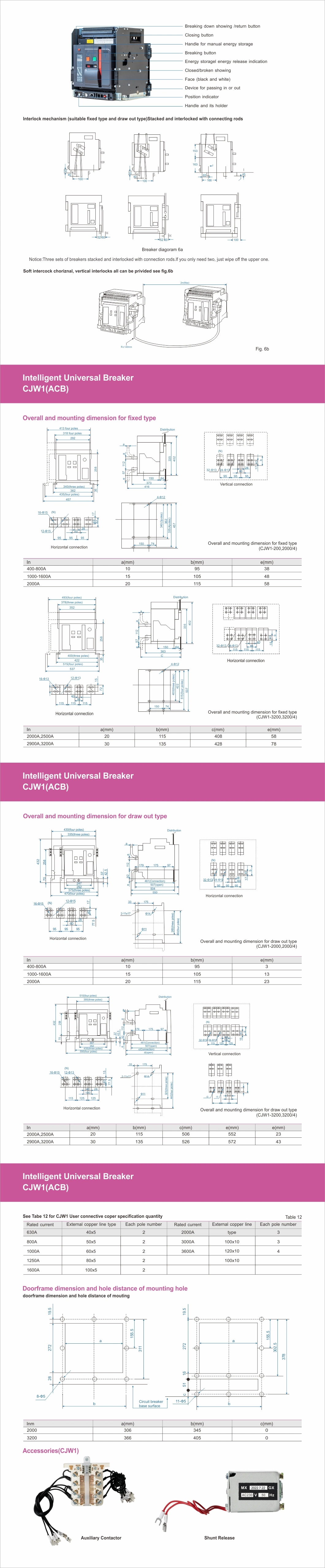 Dw45-6300 Acb Intelligent Universal Air Circuit Breaker with IEC60947-2