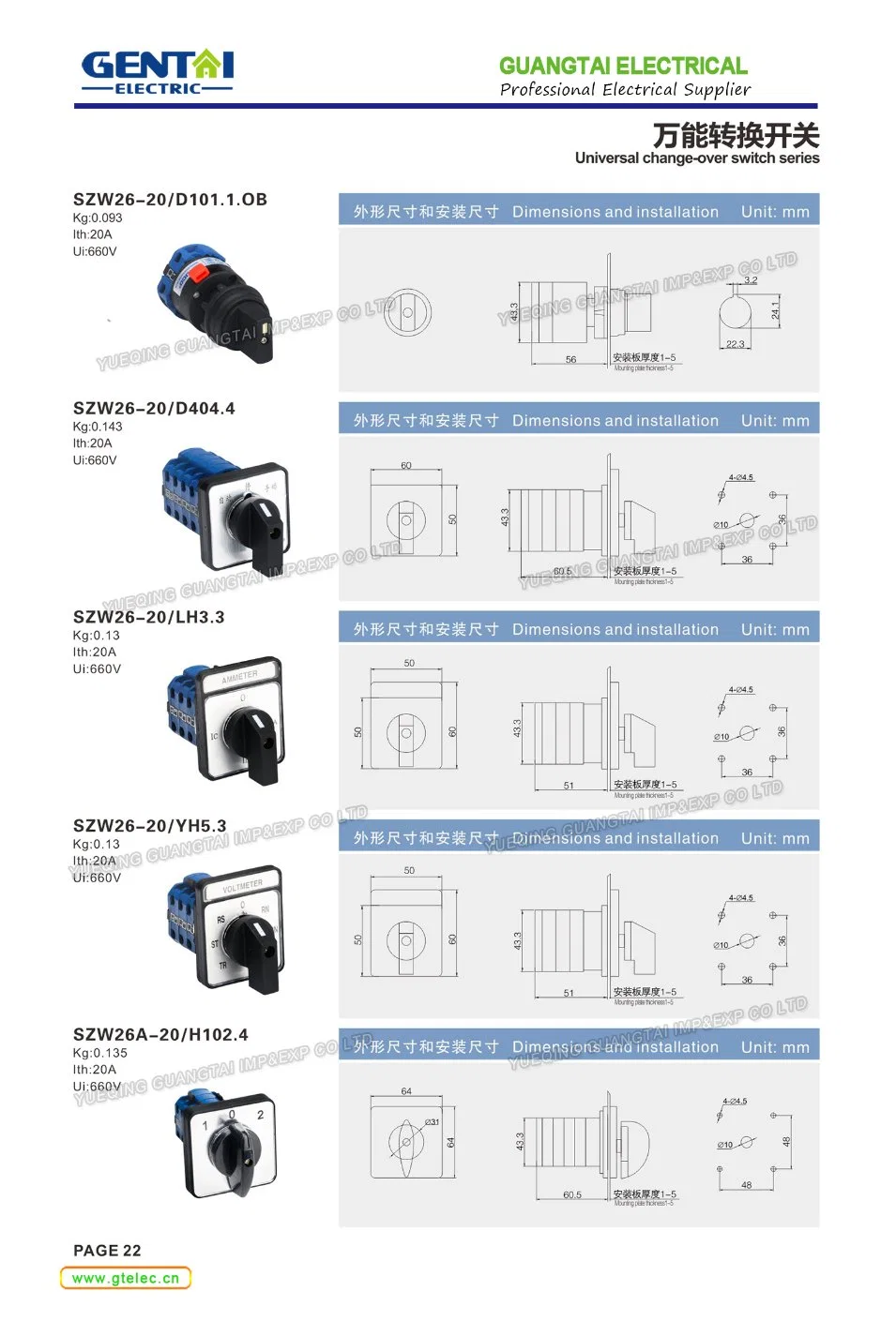 Lw26 Series Automatic Electrical Selector Changeover Cam Rotary Switch