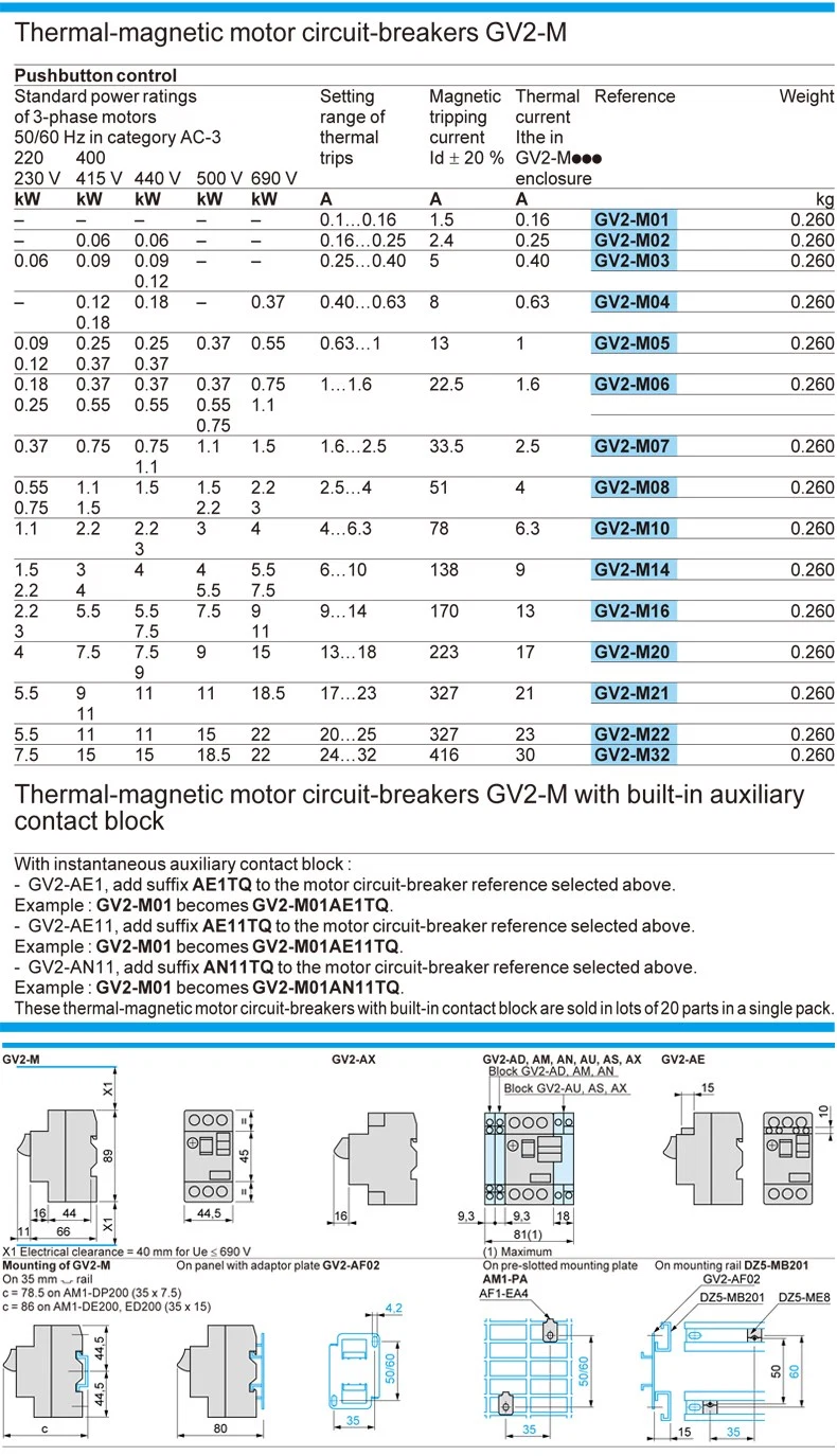 Gv2 MPCB Motor Protection Circuit Breaker