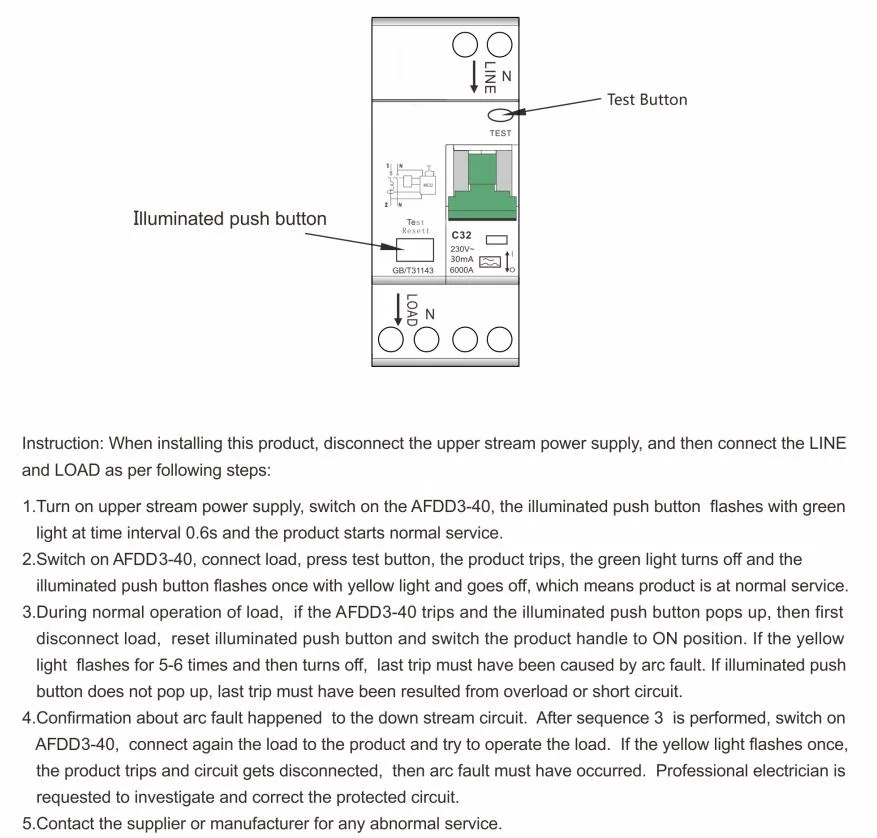 Geya Afdd3- 40 Arc Fault Circuit Breaker Afdd Afci Arc Fault Protection Preventing (AFDD) Protection Fire Prevention Unit by Arc Monitoring Factory Sell