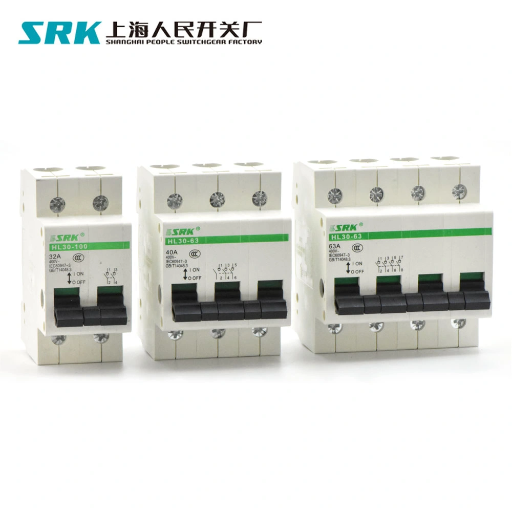 AC 230V 400V 1p 2p 3p 4p 16A 20A 25A 32A 40A 63A 80A 100A 125A Mini DIN Rail Isolation Disconnector Switch