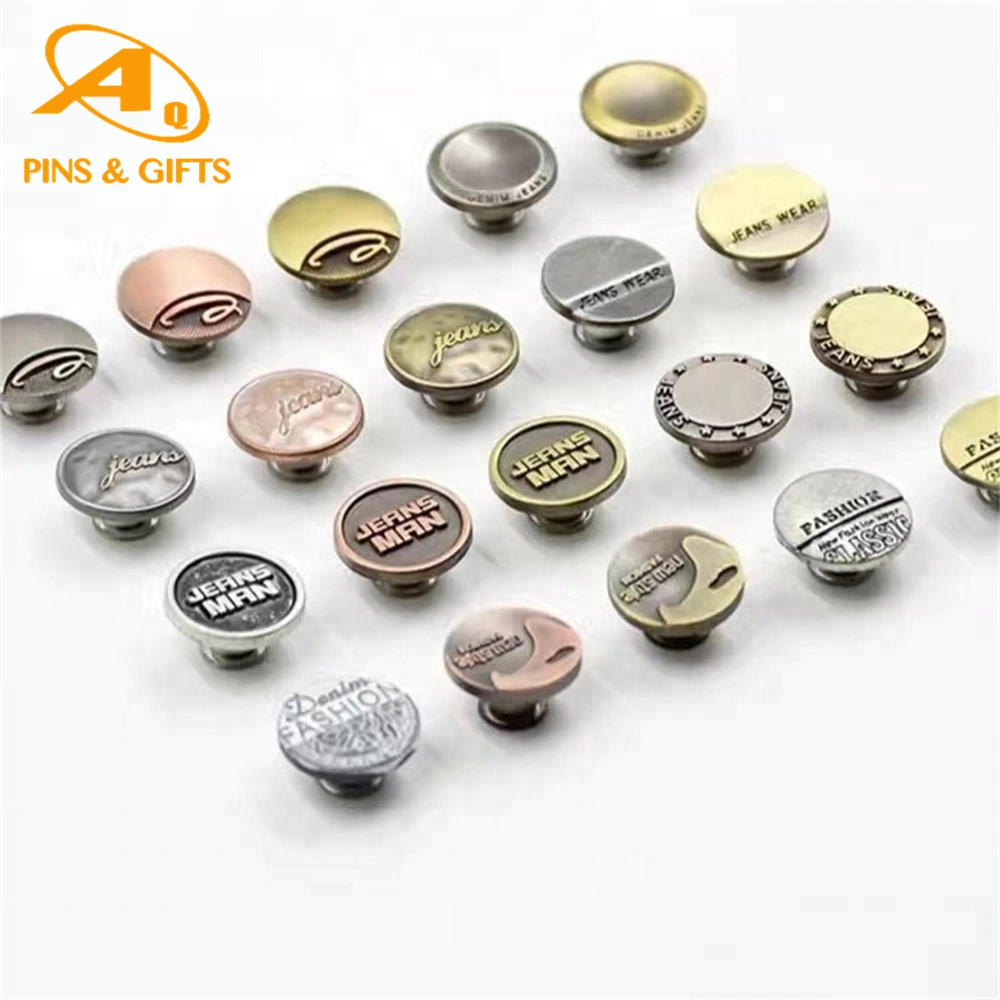 Wholesale Manufacturer Custom Logo Brass Jeans Buttons Metal Press and Rivets Botones Botton Denim Garment Metal Jeans Button for Clothing